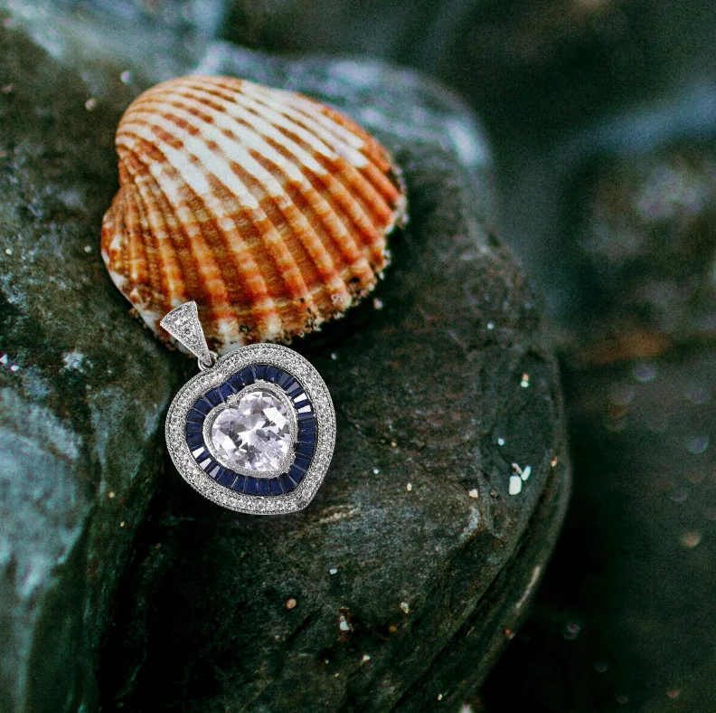 Роскошное ожерелье с подвеской в форме сердца ANGLANG свадебное синим кубическим