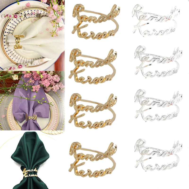 

Ramadan Festival Ramadan Auspicious Letter Napkin Ring Hotel Party Table Metal Napkin Buckle Wedding Dinner Decoration
