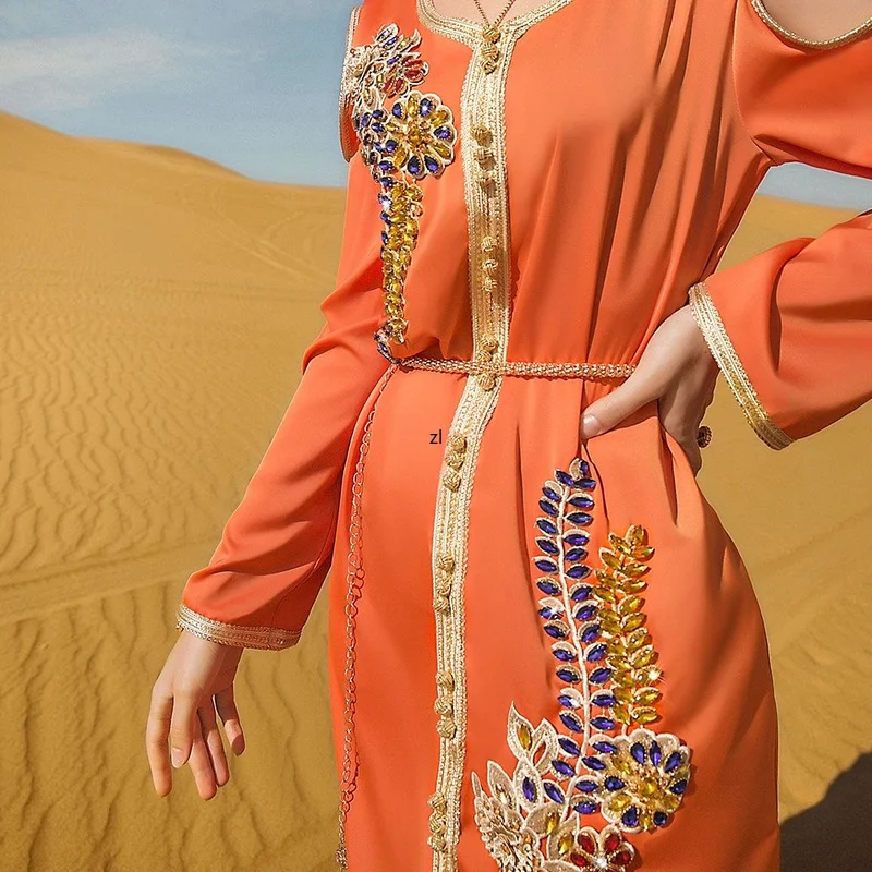 Ramadan Dubai Abaya Kaftan Muslim Women Maxi Dress Islam Clothing Eid Mubarak Party Dresses Caftan Marocain Abayas Robe Femme