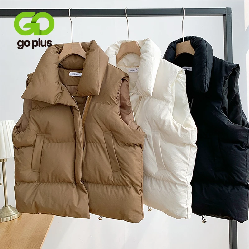 

GOPLUS Down Vest for Women Winter Turn Down Collar Sleeveless Overcoat Solid Thick Warm Loose Padded Parkas Casual Outwear Coats