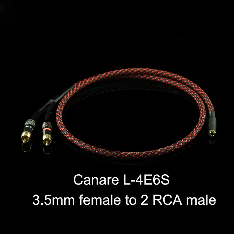 

Hifi 3.5MM To 2RCA Female Audio Cable Canare L-4E6S PC Mobilephone Amplifier Interconnect 3.5 Male Right Angle To Dual RCA Cord
