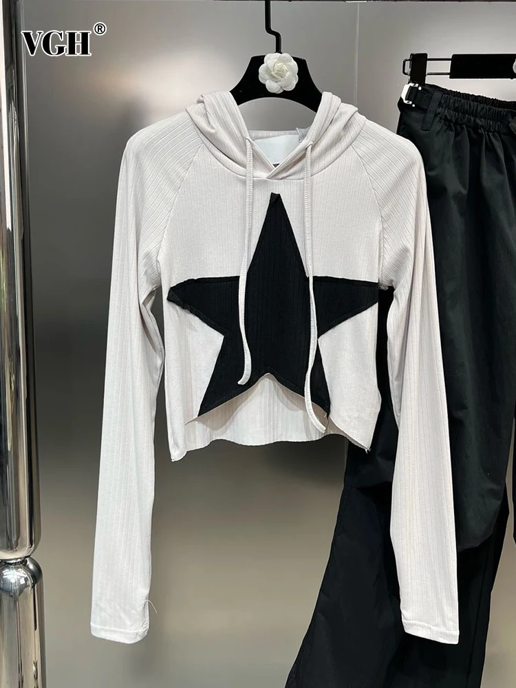 

Женский Свободный свитшот с капюшоном VGH, повседневный свитшот с круглым вырезом и длинным рукавом, асимметричный подол в минималистичном стиле, популярный цвет