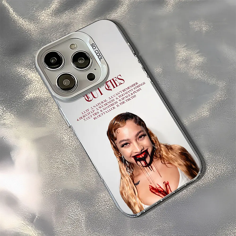 Singer Kiana Ledé Cut Ties For iPhone 11 12 13 14 15 16 Pro Max Plus Black White Shockproof Cover Laser IMD Phone Case