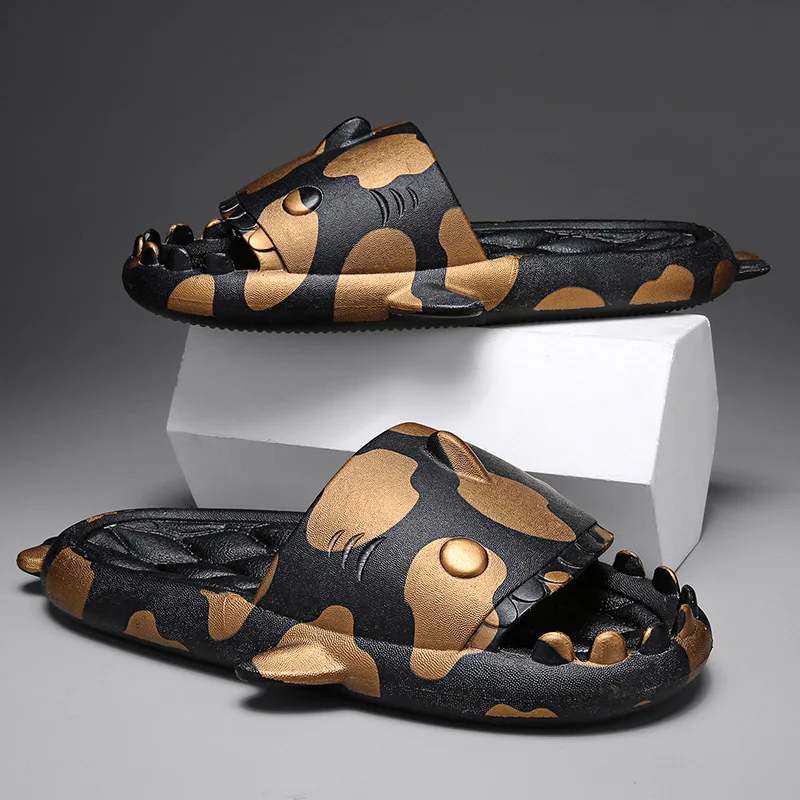 

Designer Shark Slipper for Men Spring Summer Indoor Outdoor Man Shoes Slides Colorfur Male Cute Cartoon Slippers Flip Flops