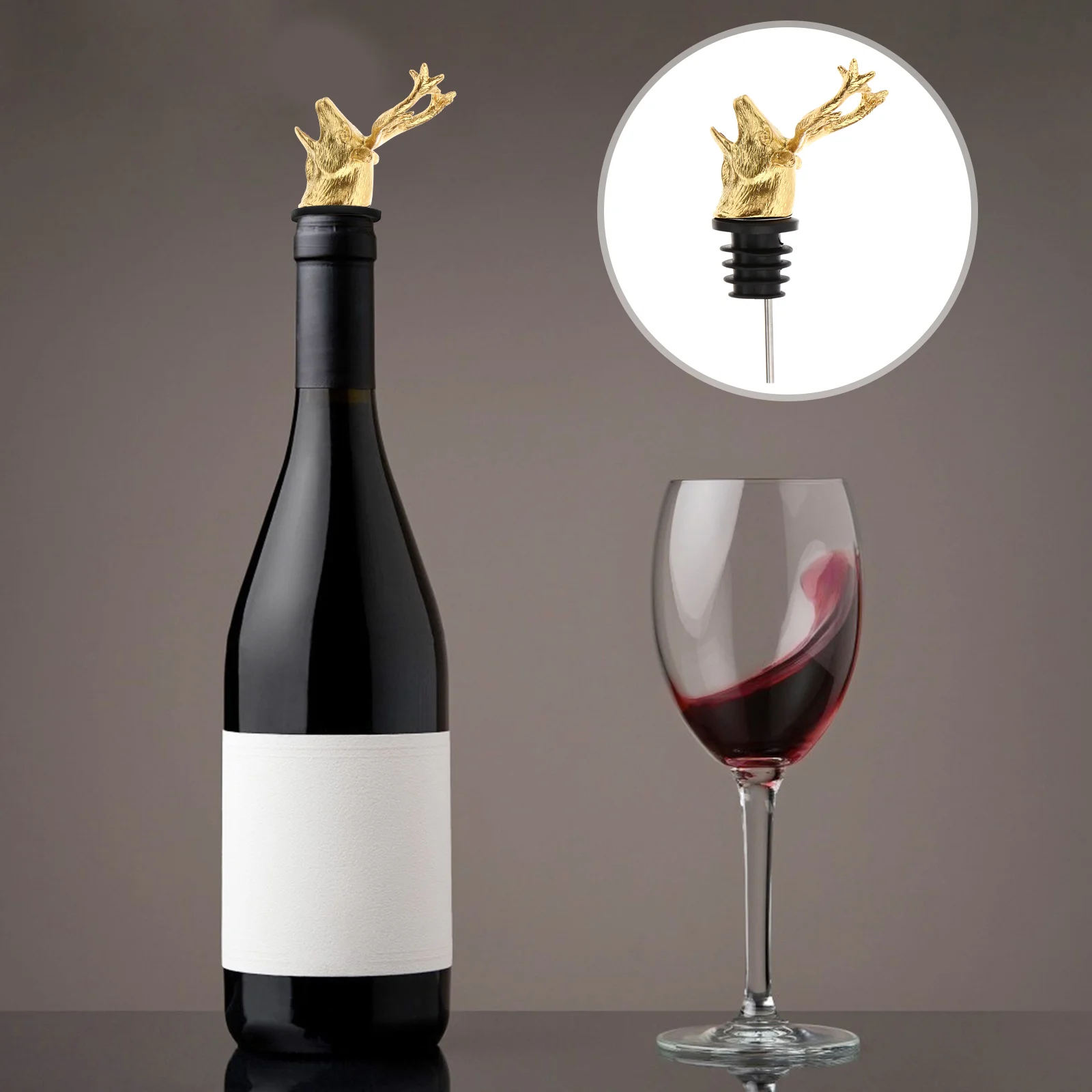 

Pourer Stopper Stoppers Bottle Champagne Head Deer Spout Vacuum Alloy Aerator Christmas Plug Sealingpourers Animals Pour Spouts