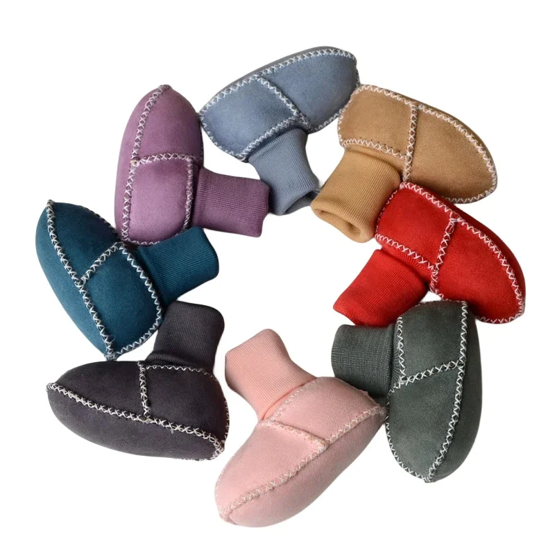 

Winter Warm Baby Soft Booties Imitation Leather with Fur for Infant Girls Boys Unisex 0-18 Months Bed Shoes Slip On