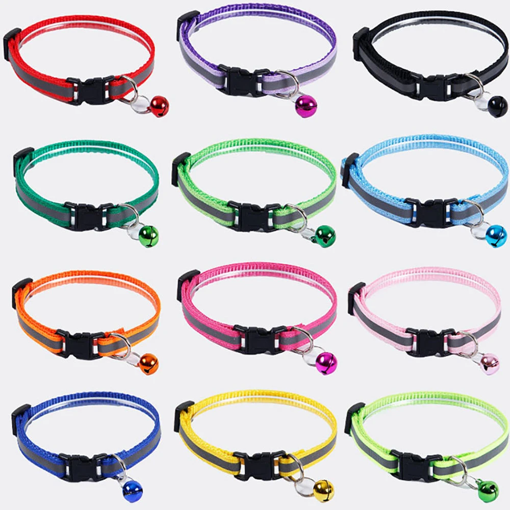 

5pcs Mixed Colors Pet Collars Adjustable Reflective Patches Cute Bell Dog Collar Bow Tie Pet Accessories Dog Grooming Supplies