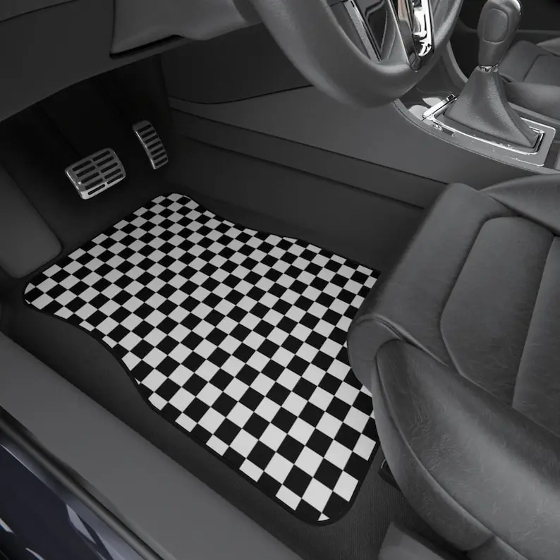 

Black and White Checkered Car Mats (2x Front)