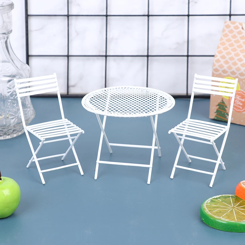 

Набор миниатюрных железных стульев для кукольного домика 1:12, украшение для балкона и сада