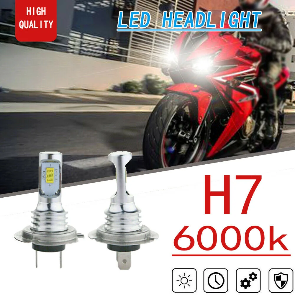 2x 70W H7 6000K Bright White CSP LED Bulbs Headlight For Honda CBR1000RR 2004-2016 CBR500R 2013-2015 CBR600RR 2003-2017