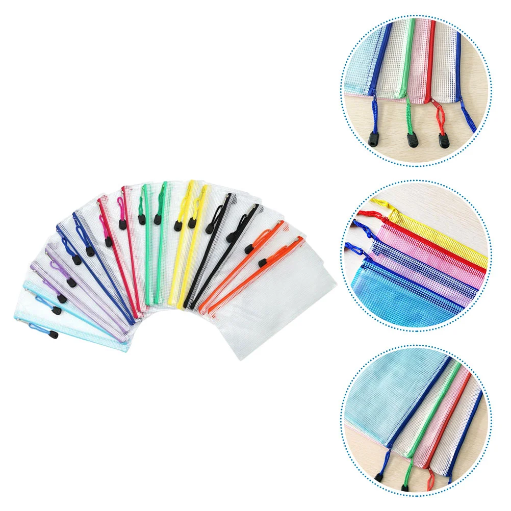 

16pcs Multifunction Case Bulk Pouch Travel Bag A6 Zipper Mesh Pouches Zipper File Bags Documents Organizer File Folder