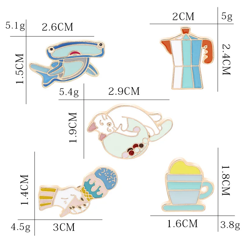 Креативный значок в виде акулы кота мороженого чайника сумки одежды лацкана с
