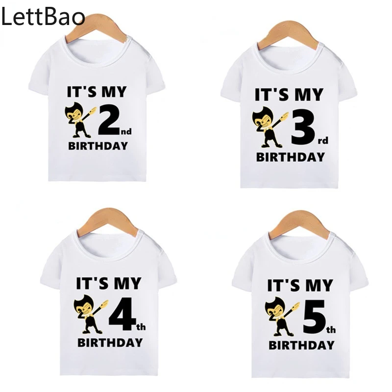 

Boy Gir Cartoon Dab Bendy Funny Birthday T Shirts Kid's It's My 1-10th Birthday T-shirt Children Summer Clothes