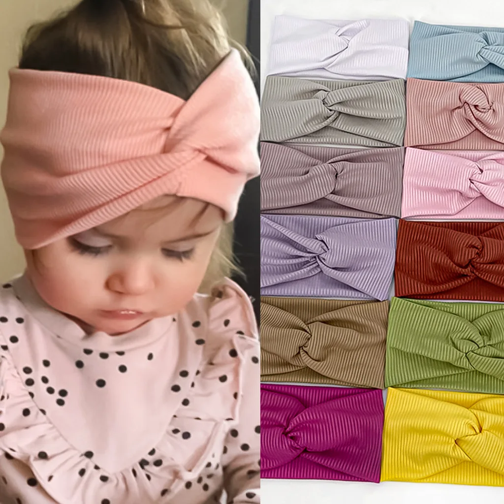 Baby Headband Cross Top Knot Elastic Hair Bands Soft Solid Big Girls Hairband Hair Accessories Twisted Knotted Headwrap