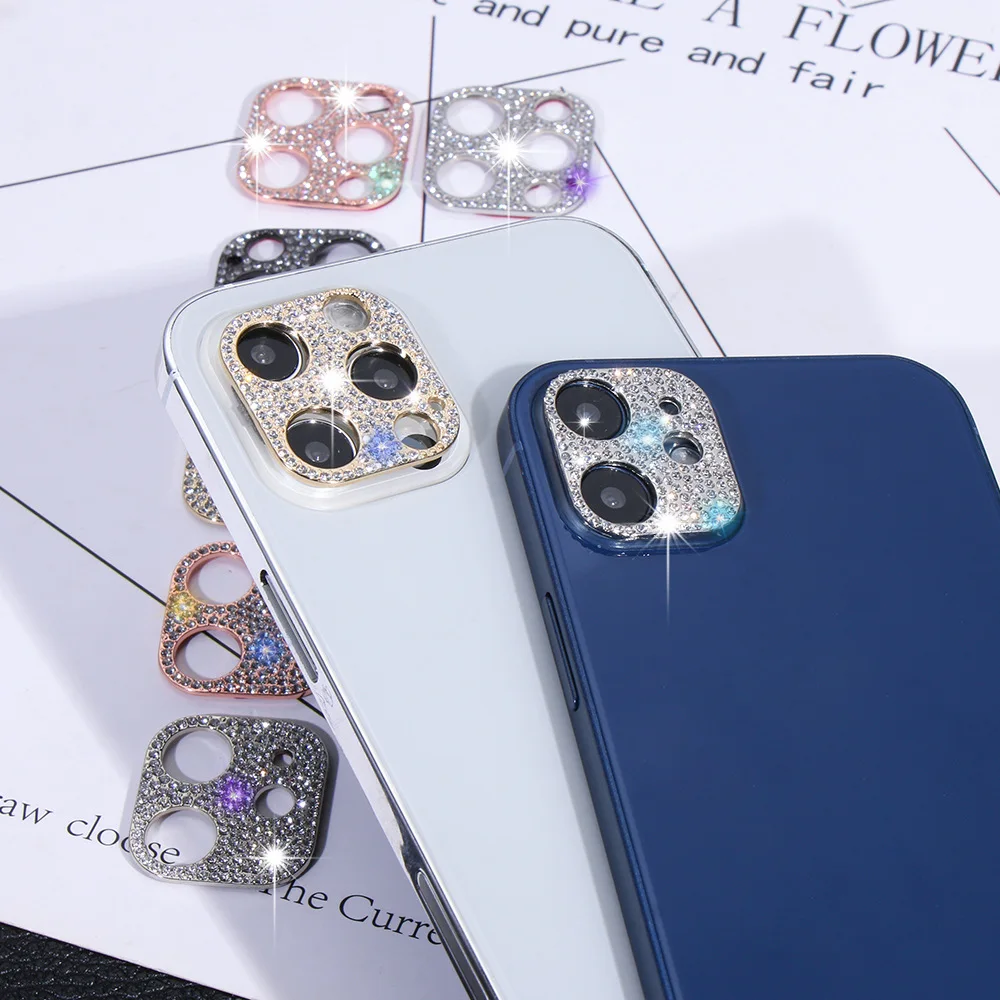

20pcs Bling Diamond Camera Lens Protector Case For iPhone 13 12 Mini 11 Pro Max Rhinestone Glitter Metal Screen Protective Film