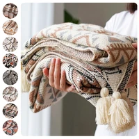 levivel soft tassel knitted plush blanket boho tapestry nordic crochet bed cover throw blankets for sofa covers and living room