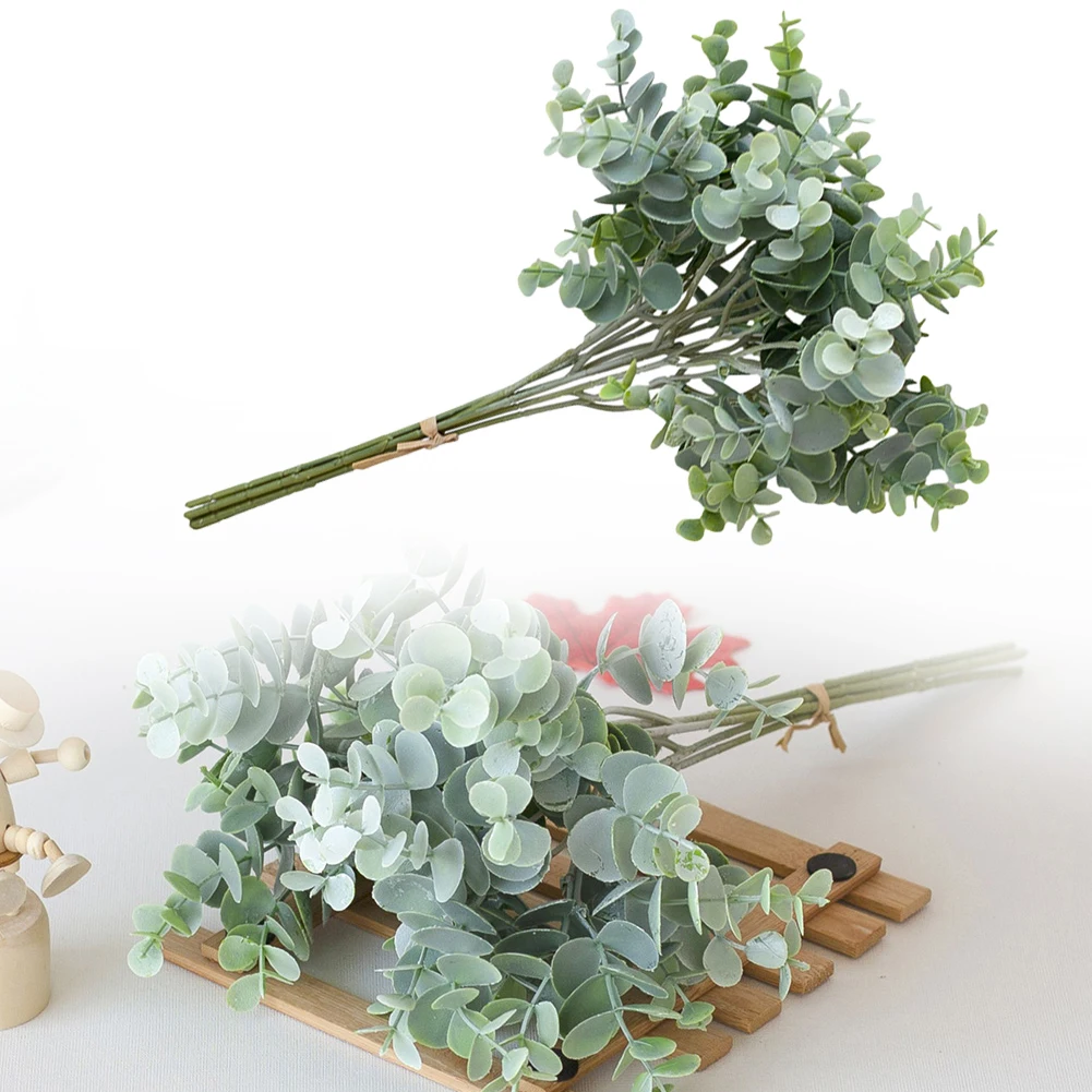 

1pc Artificial Eucalyptus Leaves Branches Stems Faux Greenery Plastic Plant For Bouquet Vase Home Decoration