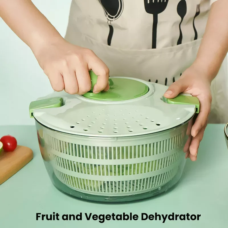 

4000ml Manual Vegetables Dryer Salad Spinner Dehydrator Multifunction Fruits Washing Draining Basket Kitchen Gadgets