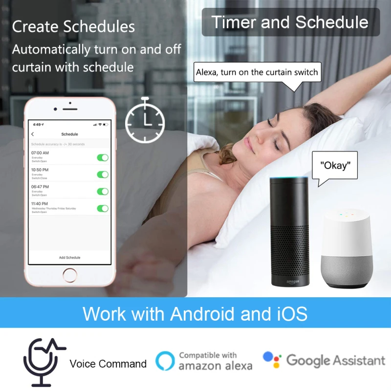 

Curtain Switch App Control Durable High Quality Sensitive Compact Smart Home Smart Switch Roller Shutter Motor Voice Control 3a