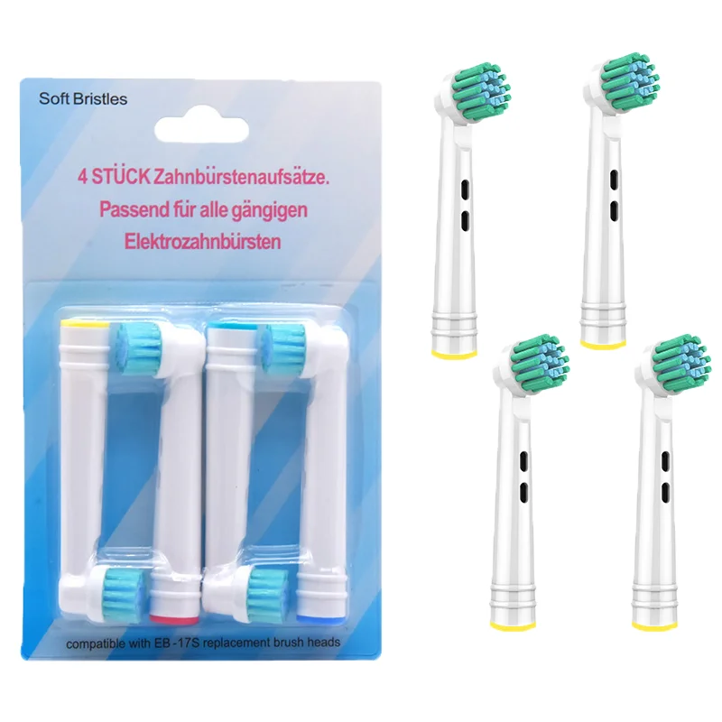 

4 сменных насадки для электрической зубной щетки Oral-B, подходит для моделей Advance Power/Pro Health/Triumph/3D Excel/Vitality Precision Clean