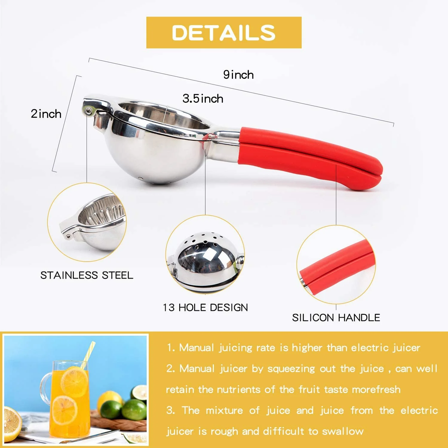 Соковыжималка для лимона из нержавеющей стали Премиум-Качества сверхпрочная