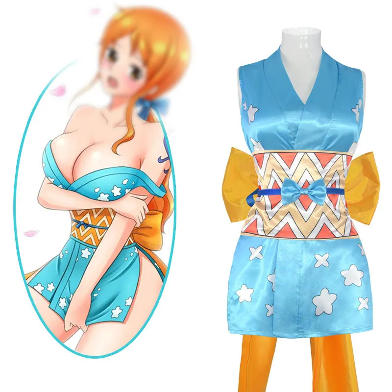 Anime Cosplay One Piece Nami costumi Cosplay abbigliamento senza maniche minigonna con spacco laterale per le donne costumi da festa fantasia