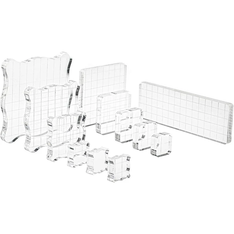 

12 шт. штамповочных блоков, набор инструментов для штамповки из прозрачного акрила с сетчатыми линиями для скрапбукинга, изготовления декор...