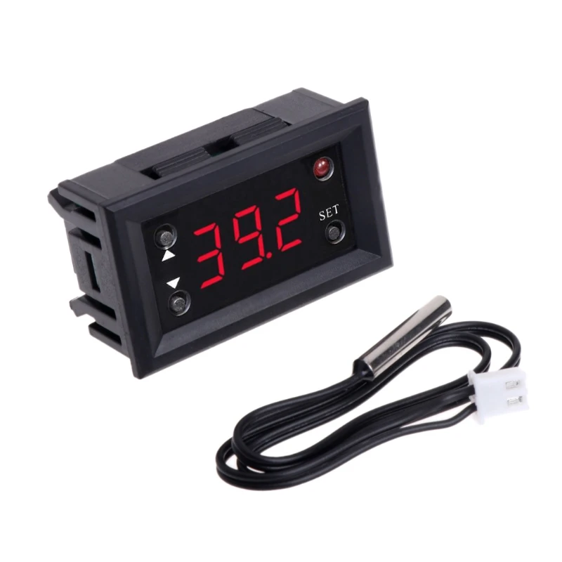 

W1218 Digital Thermostat DC12V Temperature Controller For Incubator w/ Probe Red