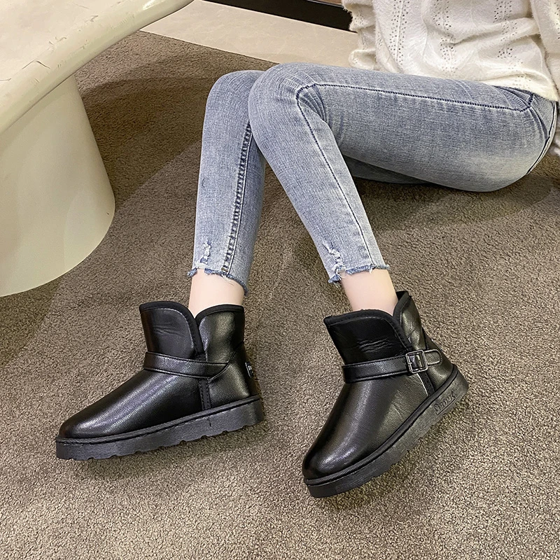 

Женские Роскошные зимние ботинки, новинка 2022, зимние теплые короткие плюшевые мягкие ботильоны, женские повседневные ботинки на меху, на пл...