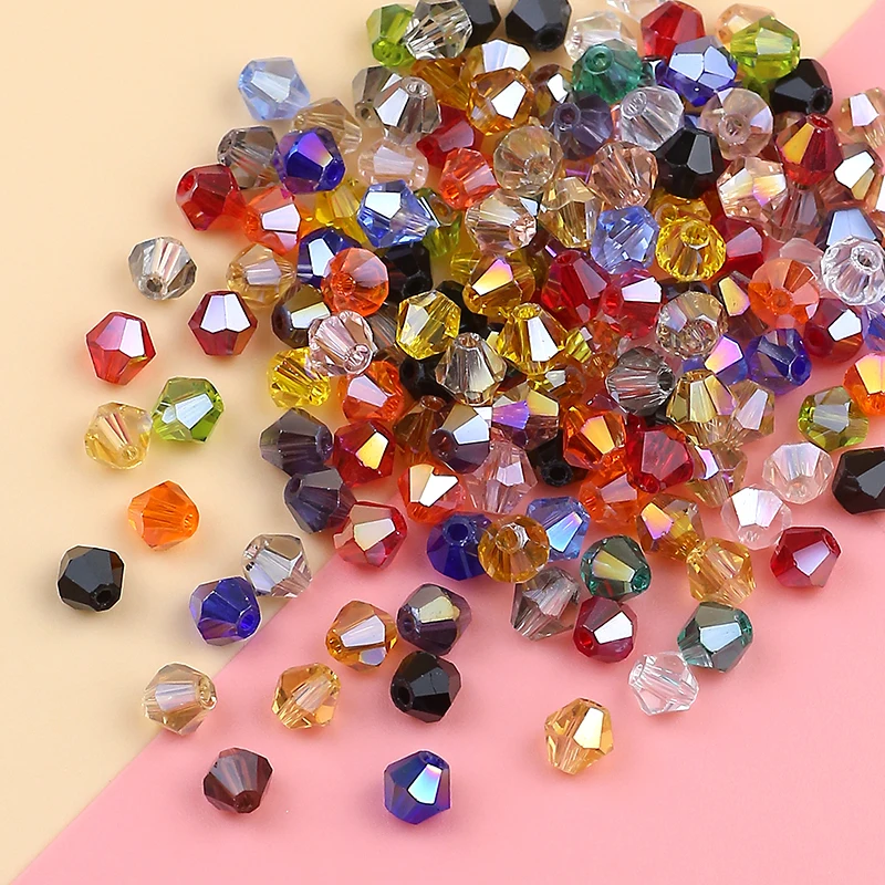 

High-grade exquisite Austrian tapered crystal beads 6 mm 50 crystal glass loose beads jewelry DIY bracelet necklace