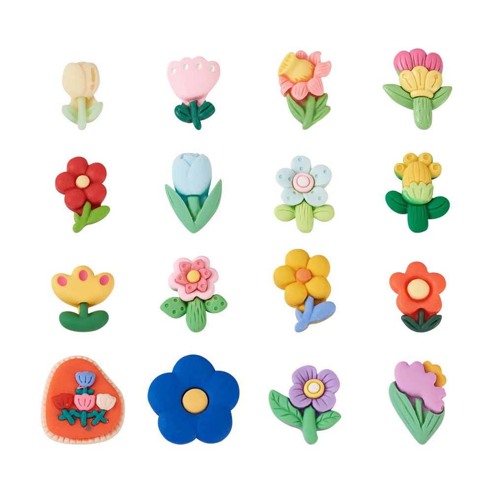

64Pcs Flower Resin Flatback Cabochons No Hole for Jewelry Making DIY Earring Keychain Phone Case Hairwears Cute Gift Accessories