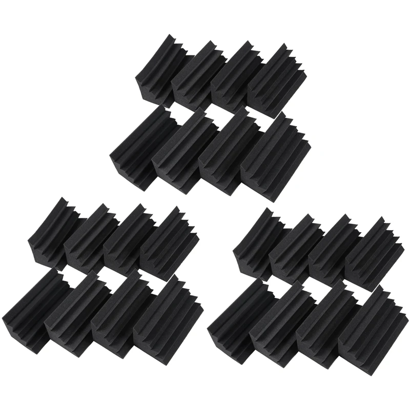 

24 Pack Of Black Soundproofing Insulation Bass Trap Acoustic Wall Foam Padding Studio Foam Tiles (24PCS)