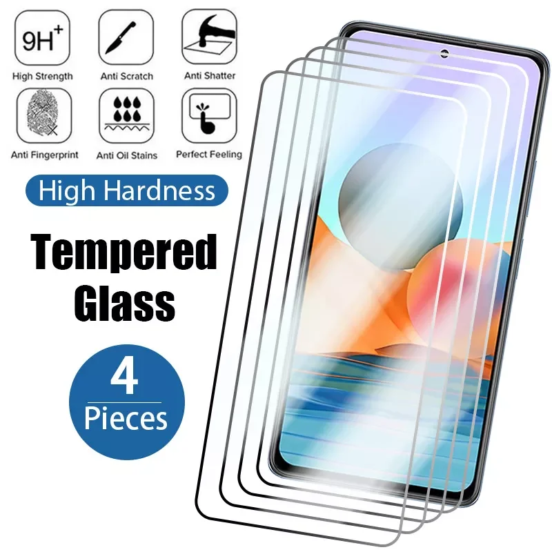 

4Pieces Tempered Glass For Xiaomi Redmi Note 11 Pro 10 7 9 8 10S 9S 11S Screen Protector For Redmi 9A 9C 8A K40 Pro 7A 9T Glass