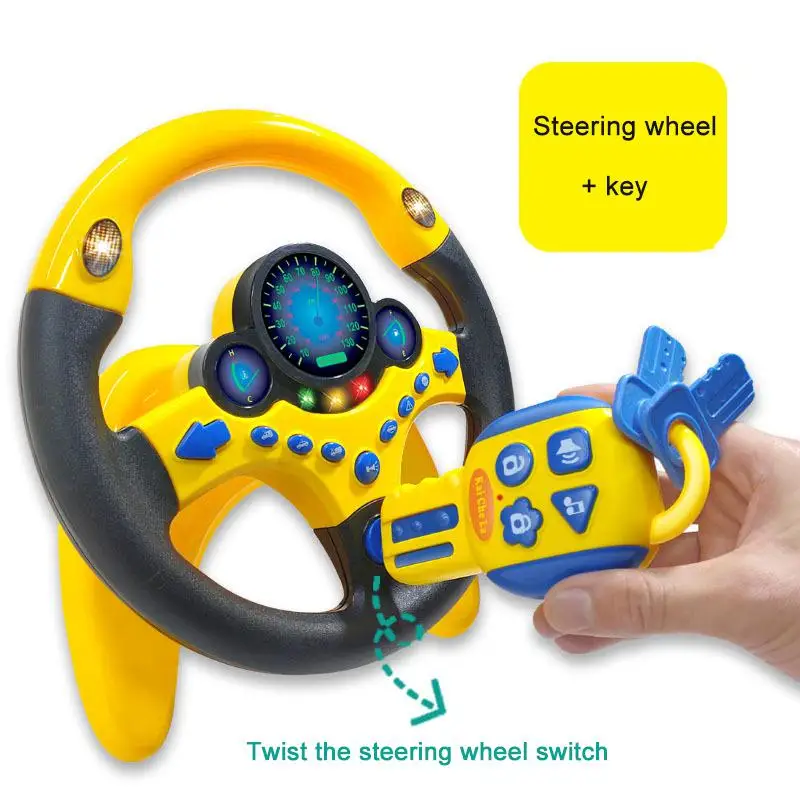 

New Co-pilot Steering Wheel Simulation Driving Simulation Steering Wheel Children's Educational Toy with Base Voice Changer
