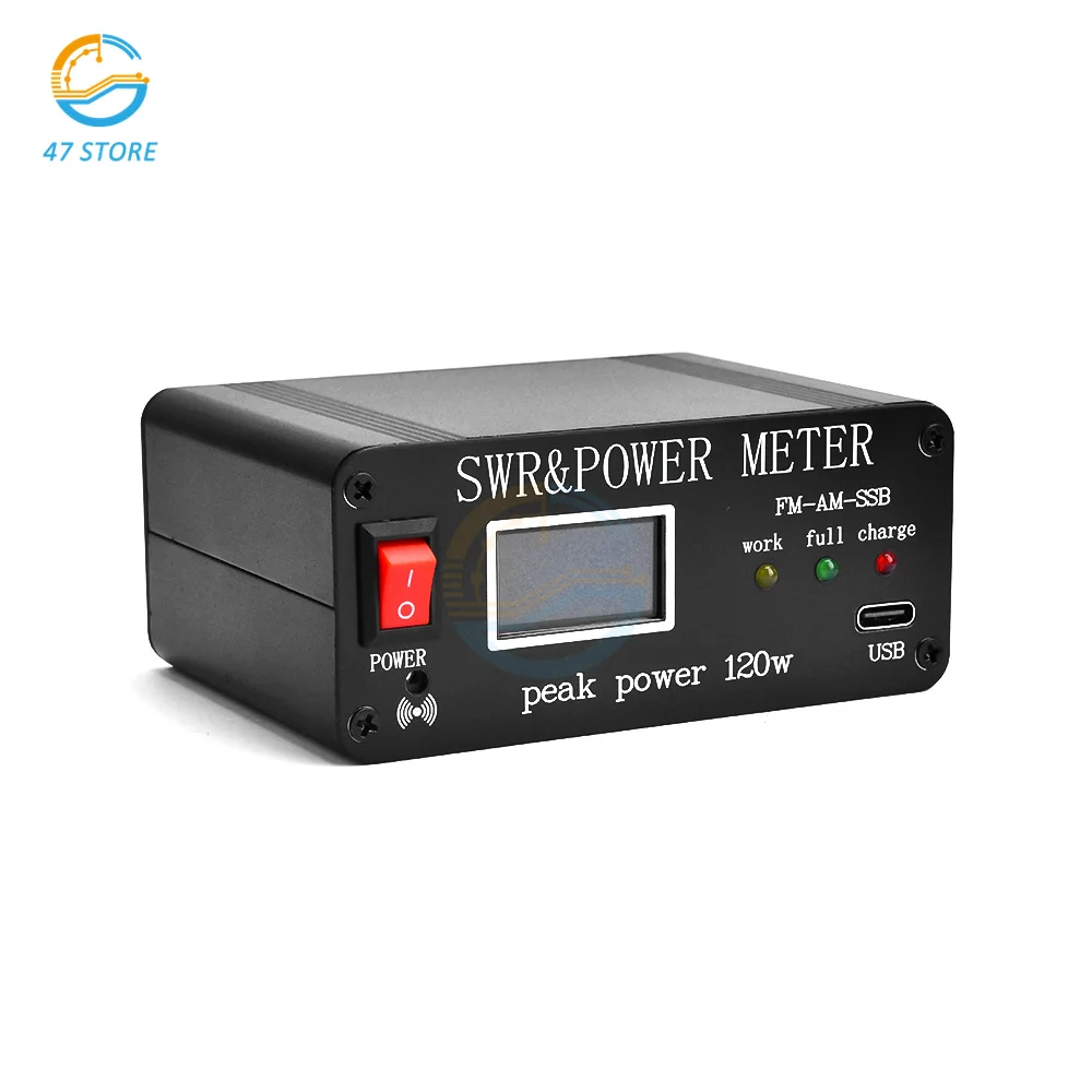 

1.8MHz-50 MHz 0.5W-120W SWR HF Short Wave Standing Wave Meter SWR Power Meter OLED FM AM CW SSB With Battery