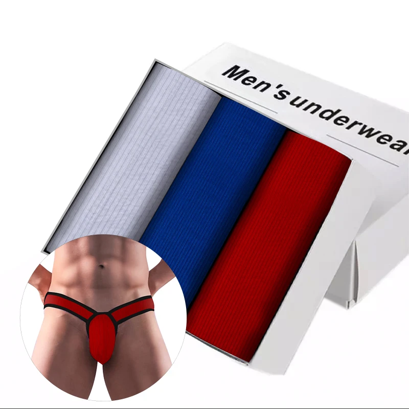 

3 Pcs/lot Men Underwear Briefs Set Cotton Gay Panties U Convex Sexy Men's Underpants Comfortable Slip Hombre Cueca Free Ship