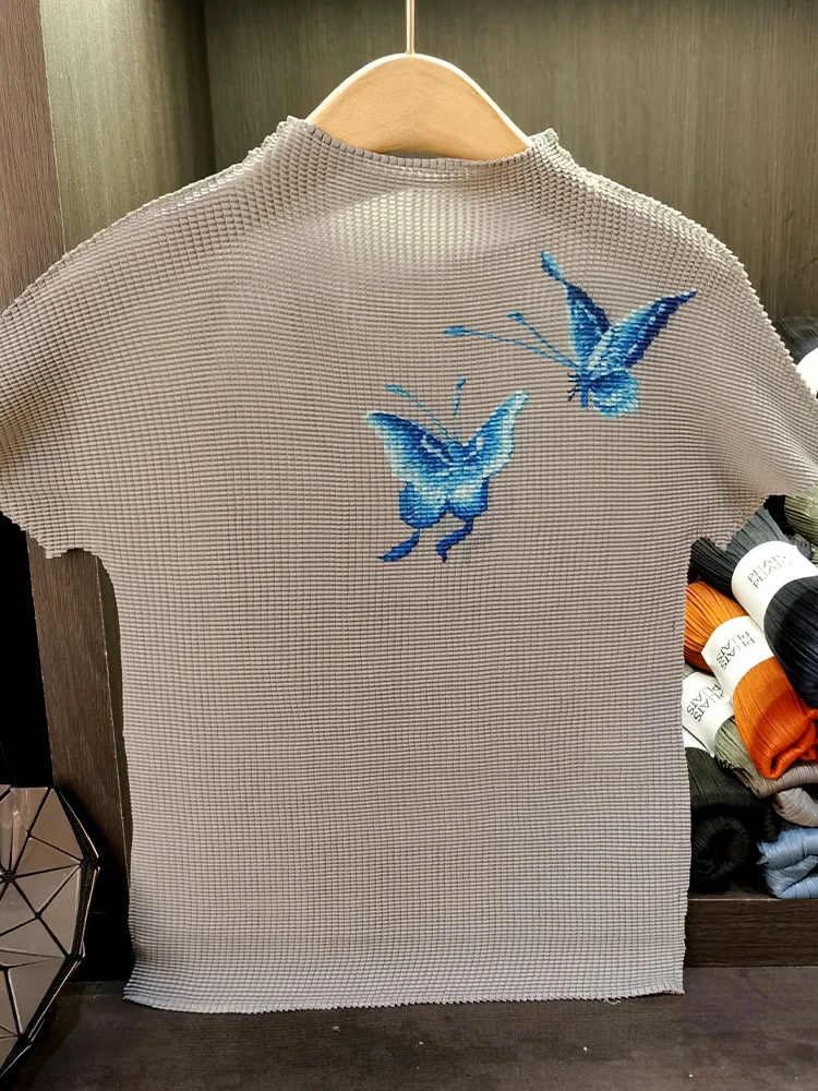 Элегантная плиссированная Футболка с принтом кукурузного зерна коротким