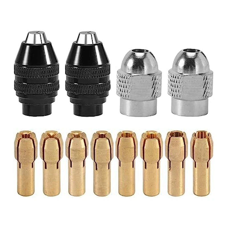 

12 PCS 0.8-3.2Mm Keyless Drill Chuck Collet Set Gold Metal Rotary Tool Sanding Drum 8 Sizes, Drill Tool Set