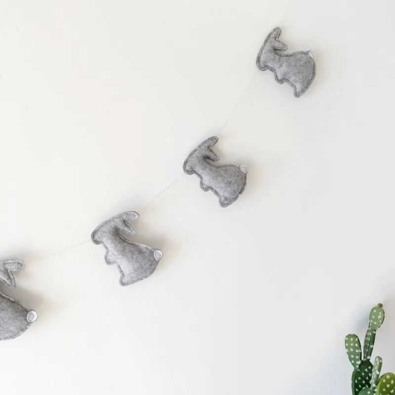 

Nordic Felt Rabbit Garlands Flags Kids Room Decoration Wall Hanging Ornament Baby Shower Bunting String Party Banner Photo Props