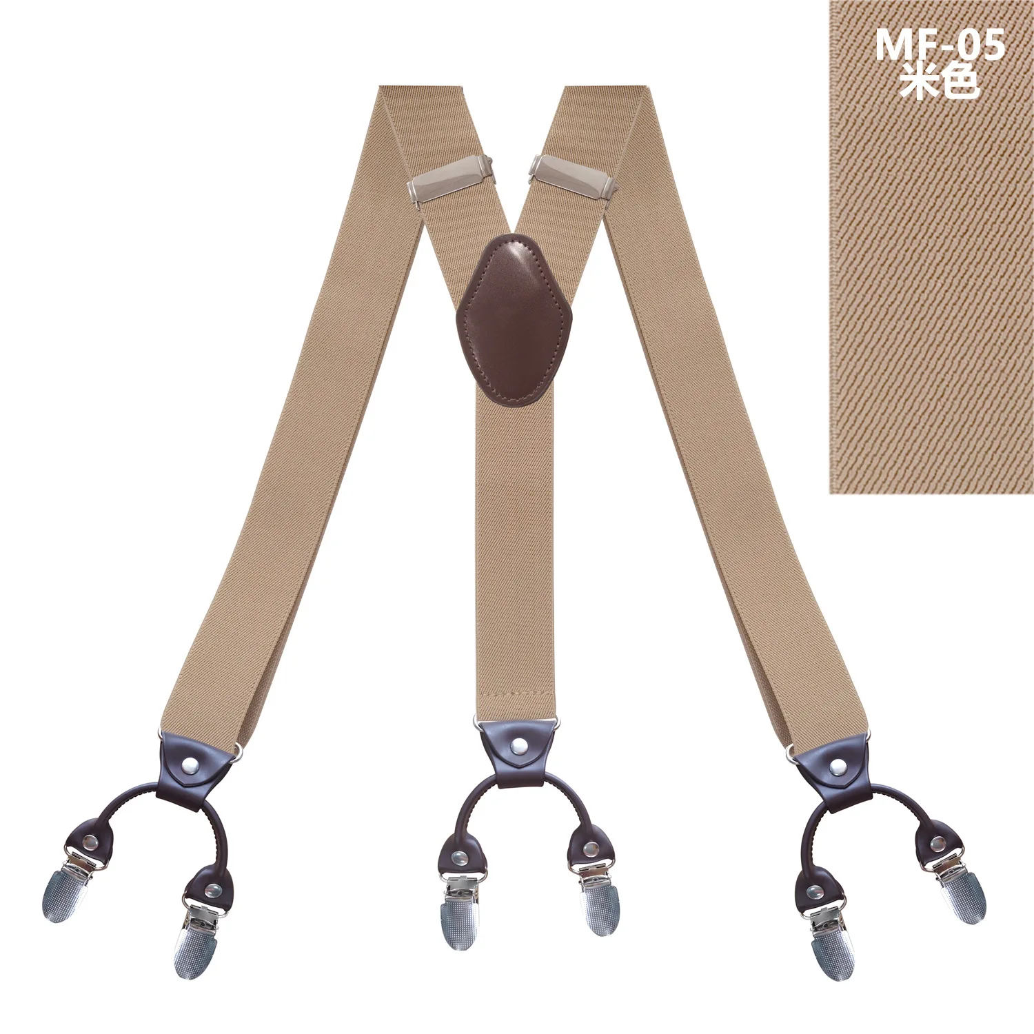 3.5*125cm Suspenders Men Leather 6 Clips Brace Male Vintage Casual Wedding Party Trousers Strap Suspensorio Adjustable Tirantes