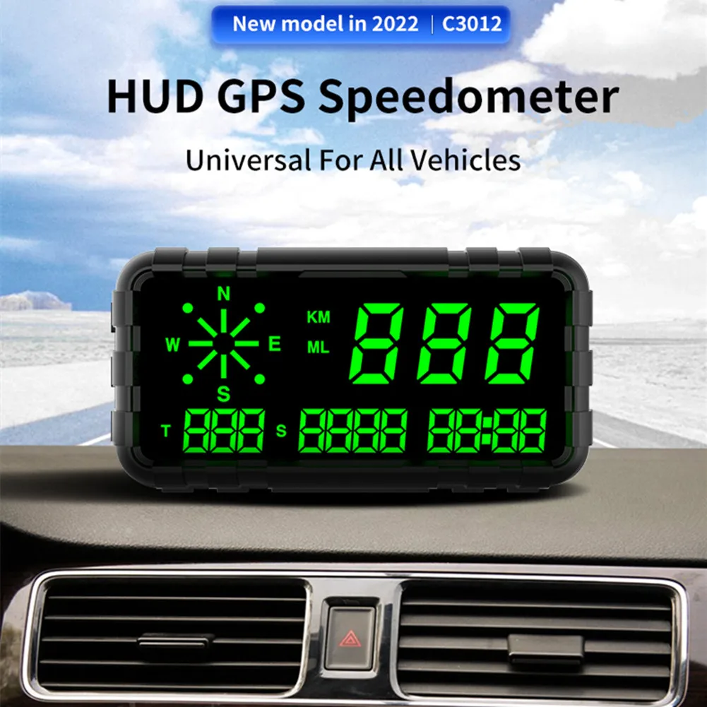 

NEW Car HUD Display Compass GPS Car Speedometer Overspeed Alarm Total Mileage Plug & Play Car Accessories