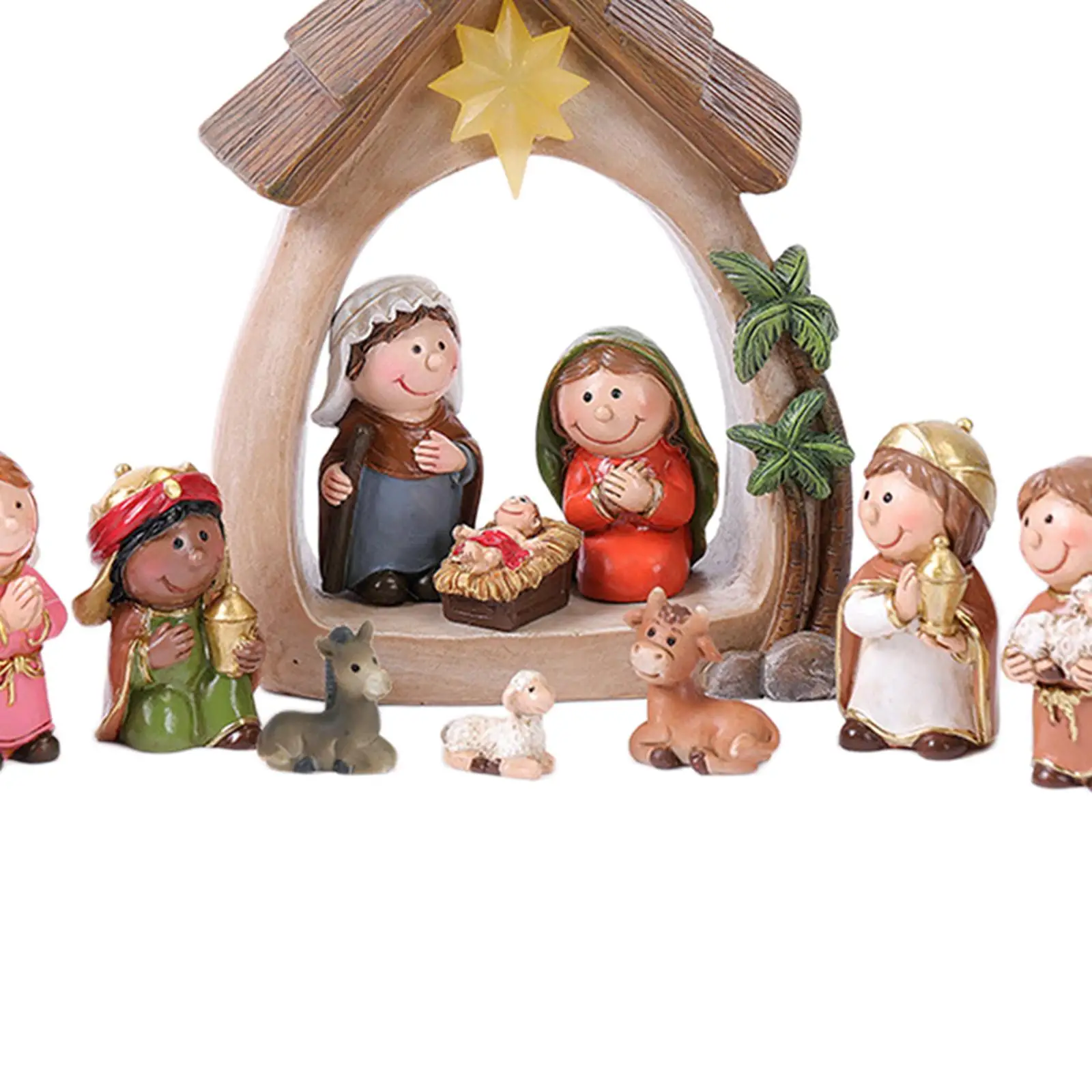 12Pcs Christmas Nativity Figurines with Light Resin Holy Family Birth of Jesus for Christmas Tabletop Church Shelf Chapel 12Pcs Christmas Nativity Figurines with Light Resin Holy Family Birth of Jesus for Christmas Tabletop Church Shelf Chapel