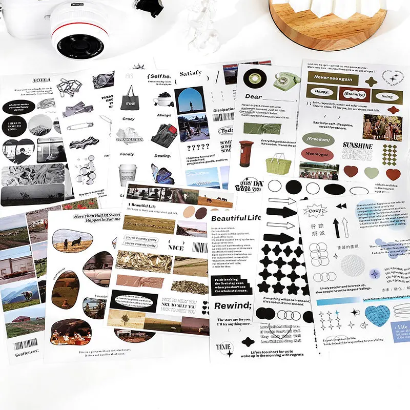 

3sheets/pack Ins Aesthetic Stickers For DIY Creative Stationery Decor Craft Stickers Scrapbooking Supplies Collage Album