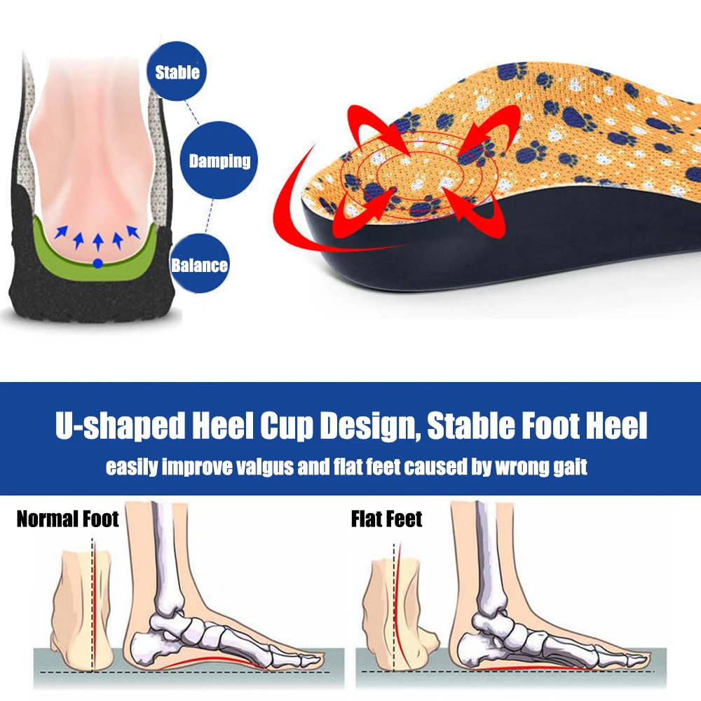 Kids Flatfoot Orthopedic Sport Insoles for Shoes Children Orthotics Insoles Flat Feet O/X Leg Correction Arch Support Shoe Pad