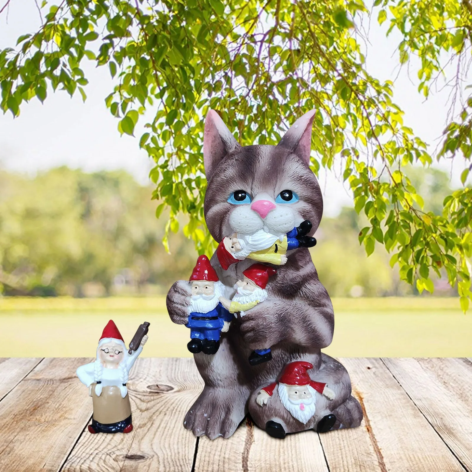 

Naughtys Cat Gnome Statue Gnome Massacres Ornament Cat Eating Gnome Ornament