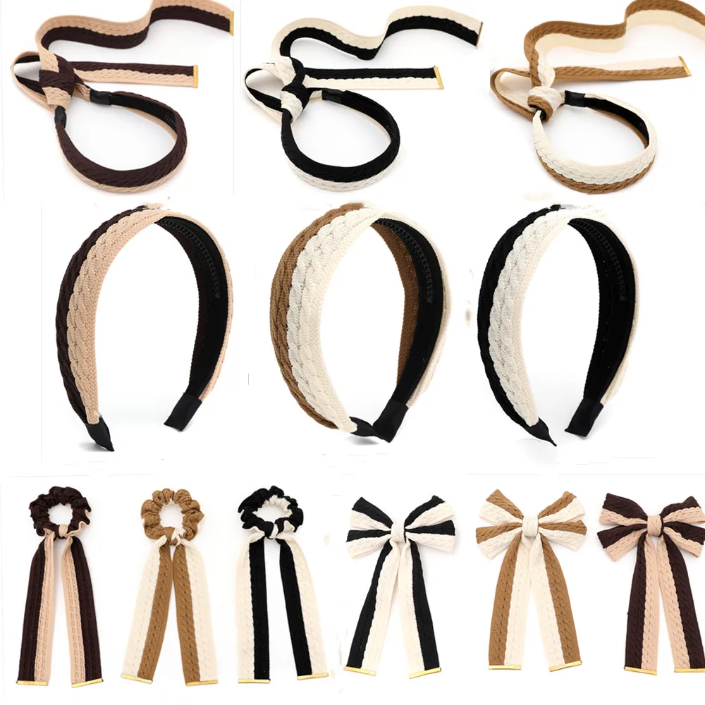 Fashion New Women braided knitted Hair Accessories multi color Hairband Knot pony large clips Girls HAIRCLIP