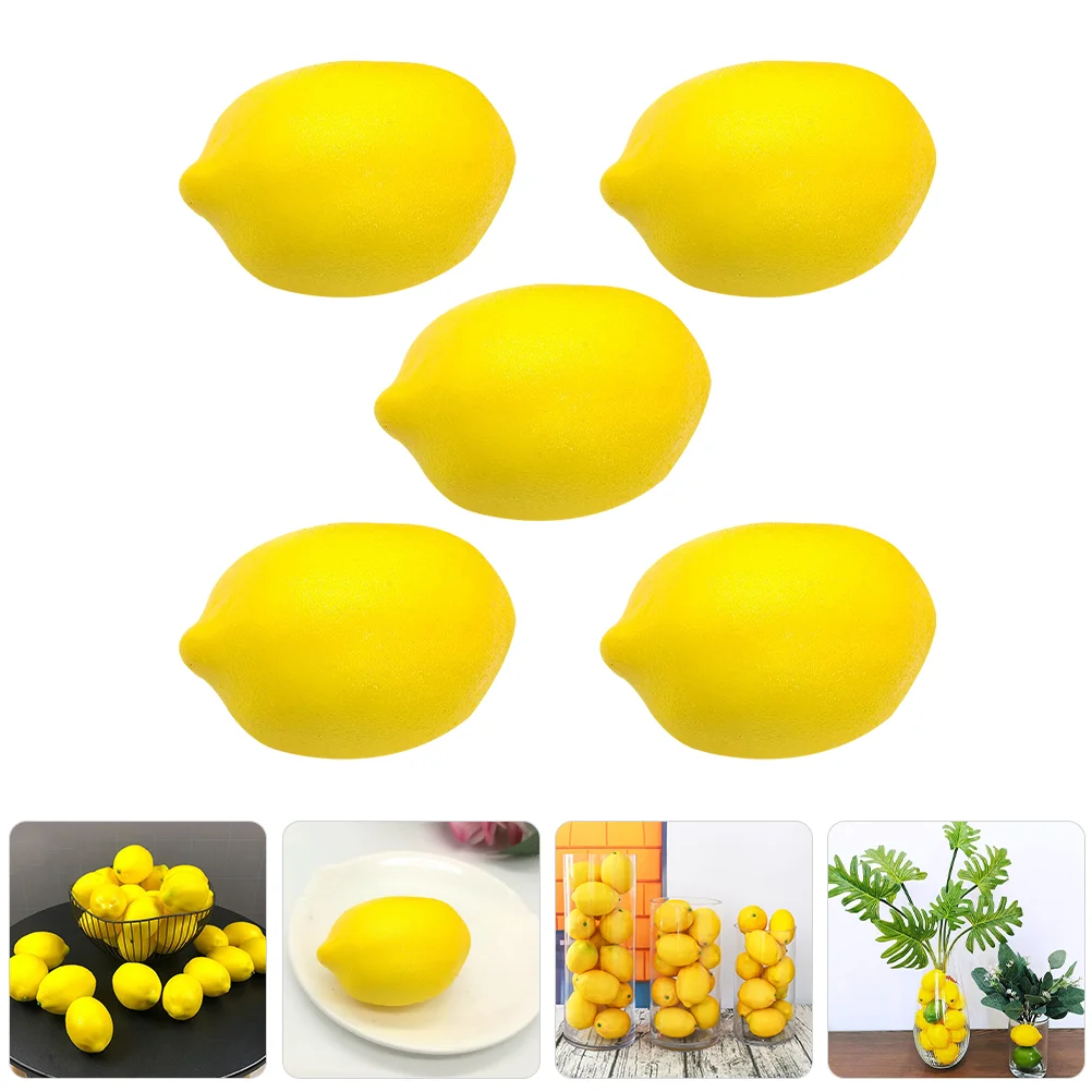 

5 Pcs Simulated Fruit Adornment Fake Fake Lemon Ornamentss Lemons Artificial Decorative