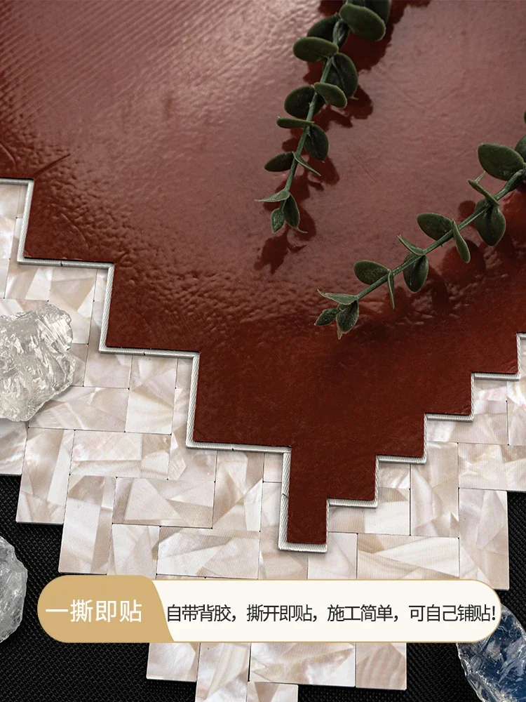 Фото White imitation shell metal mosaic tiles Crystal Bar bathroom TV background wall glass wall paste self-adhesive stickers №3