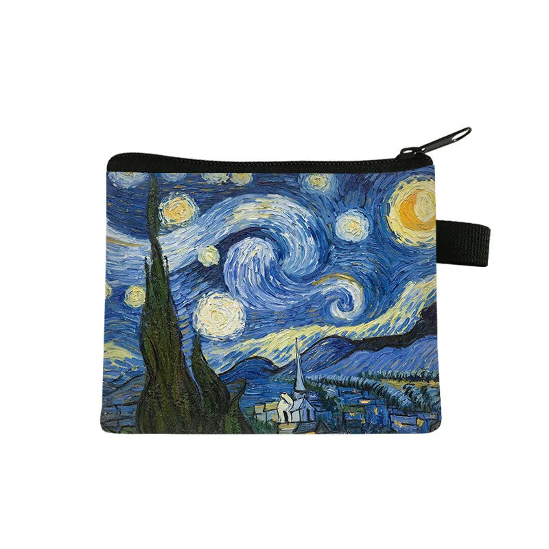 

Van Gogh Oil Painting Earphone Coins Storage Bag Portable Mini Zipper Small Change Purse Travel Home Keys Organizer Pouch