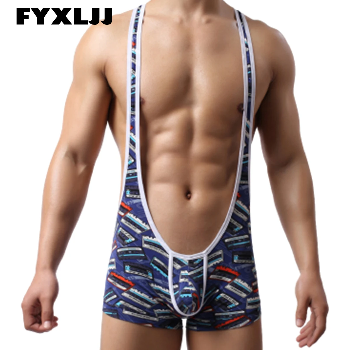 

FYXLJJ Sexy Mens Undershirt One-piece Wrestling Singlet Leotard Bodysuits Soft Printed Bodysuit Sexy Tank Tops Men Undershirts